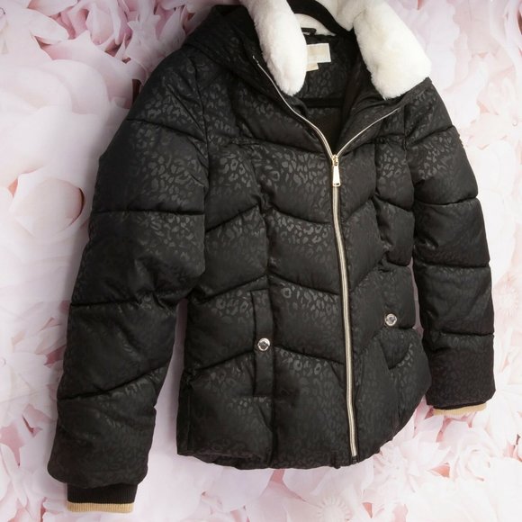 Michael Kors Girls Designer Black Puffer Jacket - Picture 2 of 8